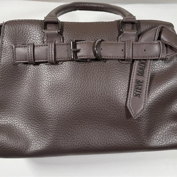 Steve Madden Brown Faux Leather Satchel Medium Handbag Crossbody - Picture 12 of 12